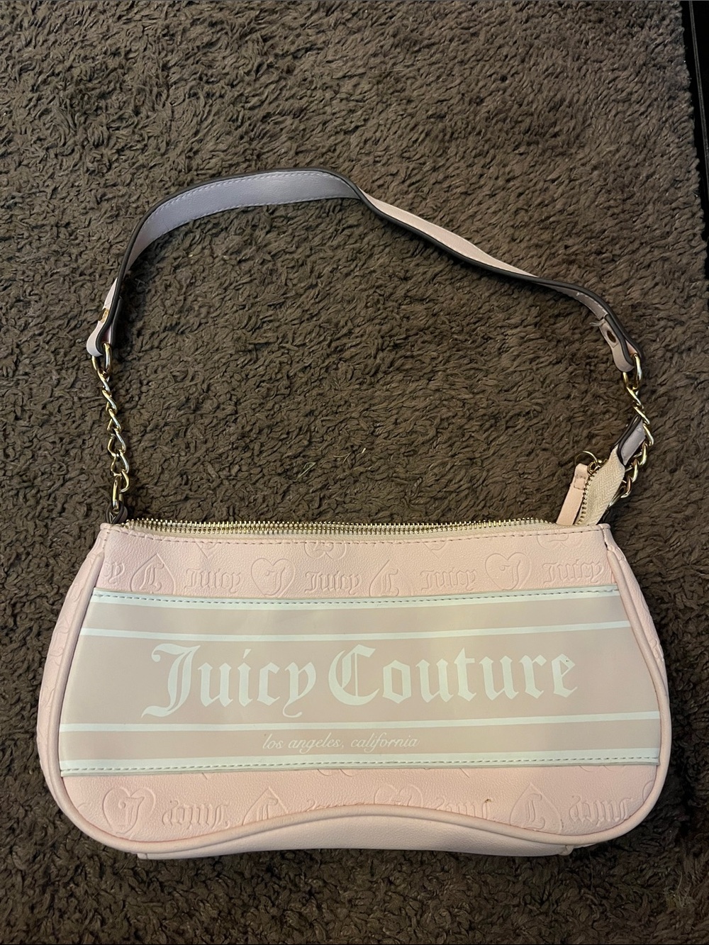 Juicy Couture Pale Pink Logo Shoulder Bag with Gold Chain